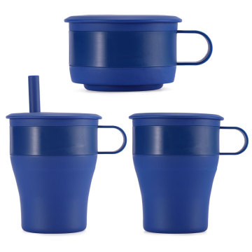 Amazon Hot Sale Reusable Foldable Silicone Coffee Mugs Silicone Cup With Silicone Straw